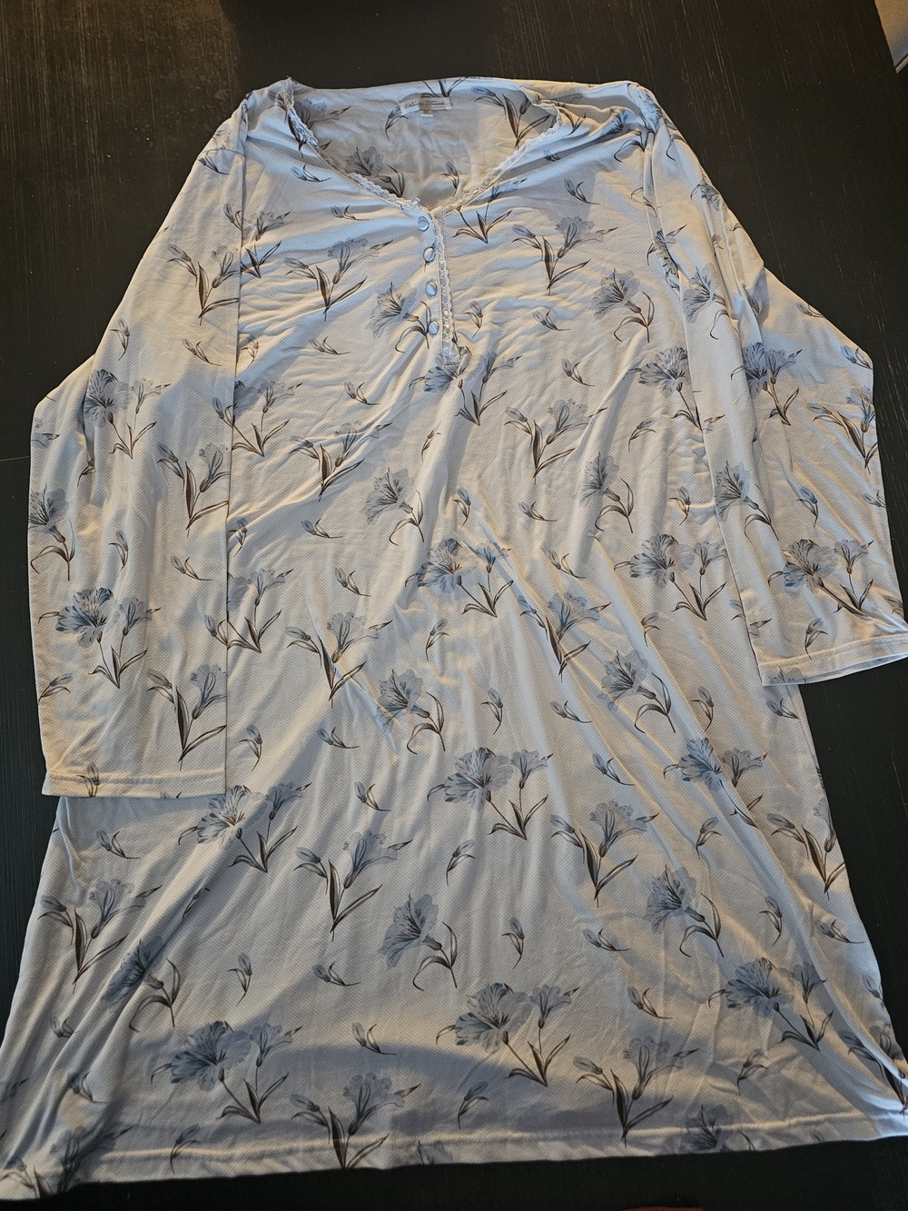 Light Blue Floral Long Sleeve Nightdress